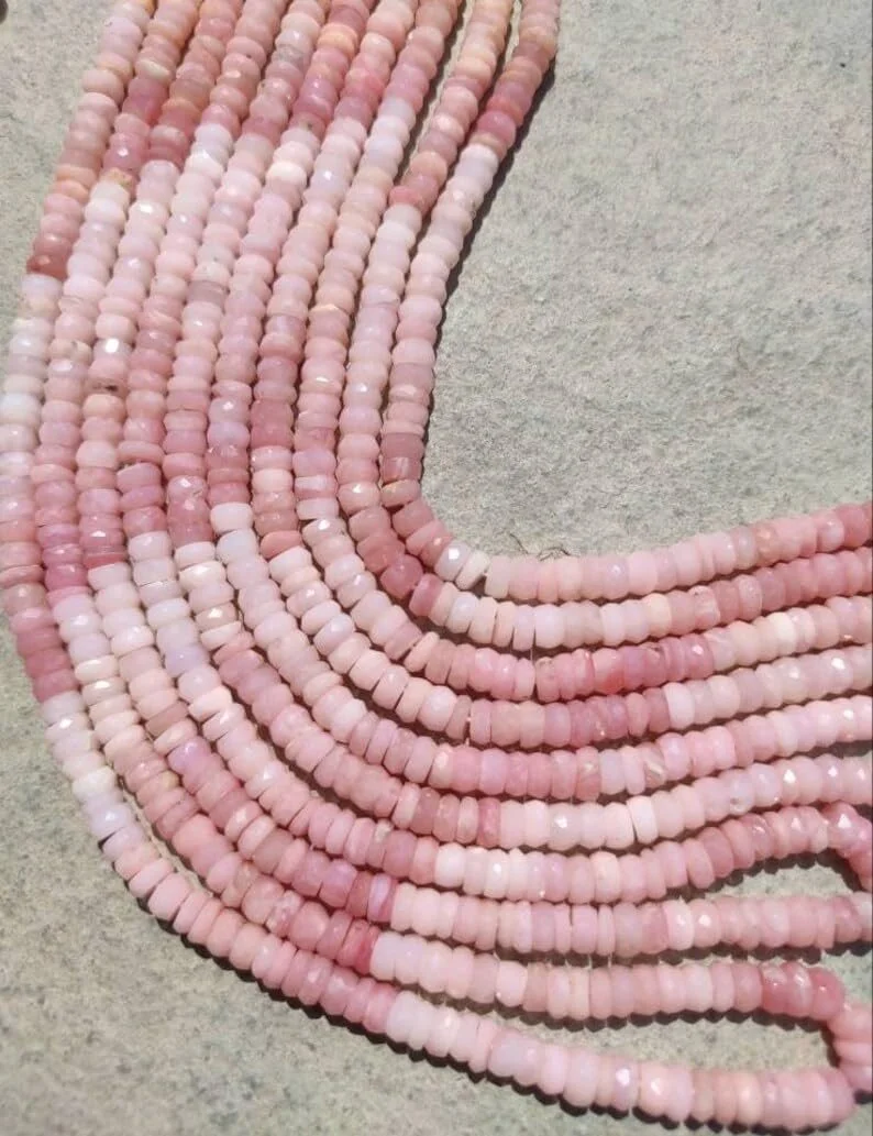 Бусины Опал Розовый Натуральный Roundelle Ограненные 6-6.5 мм, фото №5