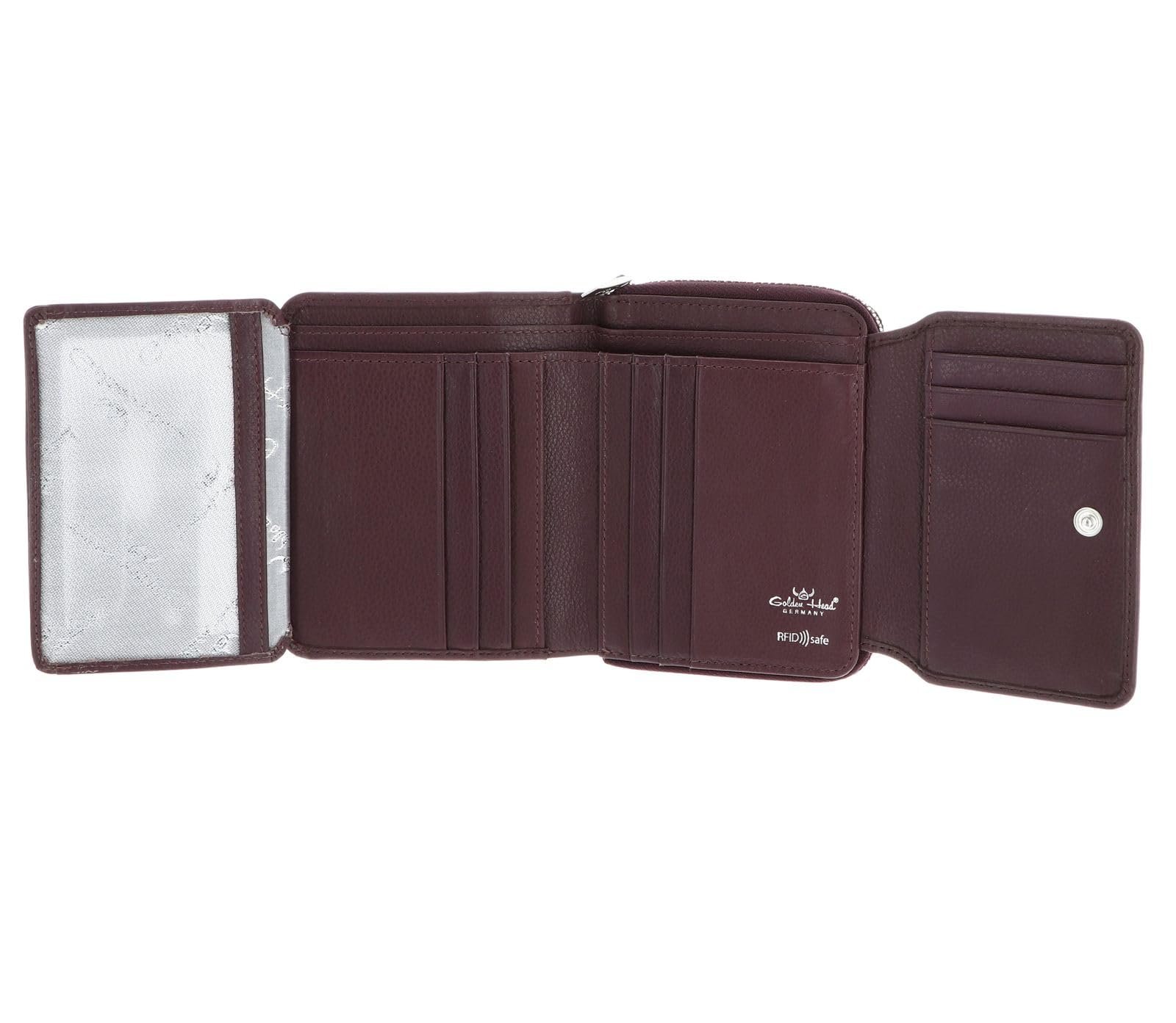 Кошелек кожаный с RFID Golden Head Madrid 11.5 см, Amarone, фото №3