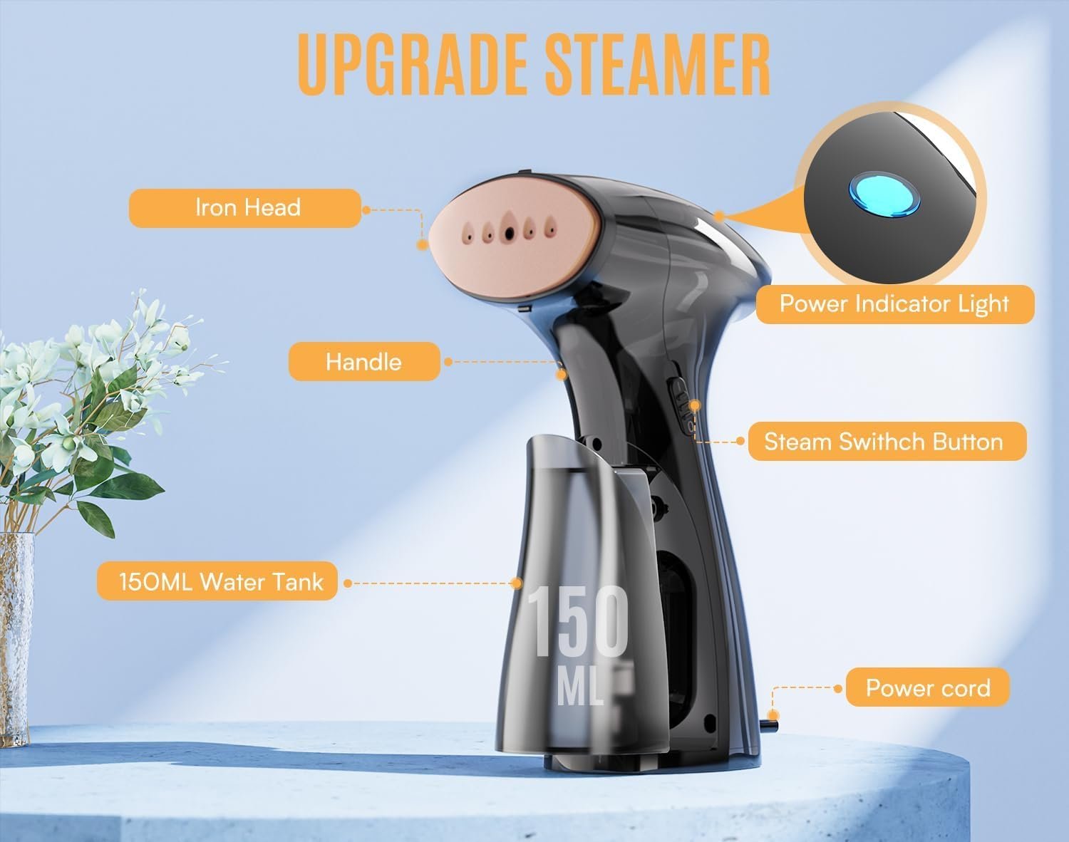 Ручной отпариватель Blesgam 1600 Вт 25 г/мин Black, фото №6 Ручной отпариватель Blesgam 1600 Вт 25 г/мин Black, фото №6