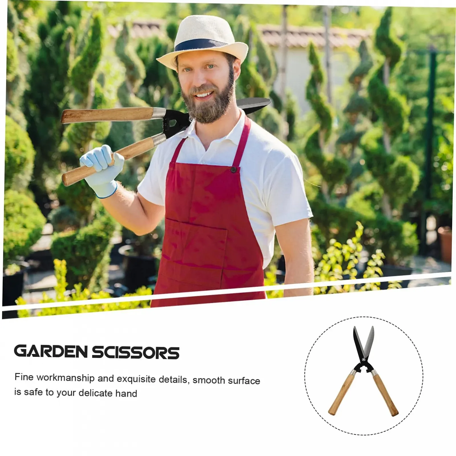 Садові ножиці Happyyami 1 шт дерев'яна ручка, фото №9