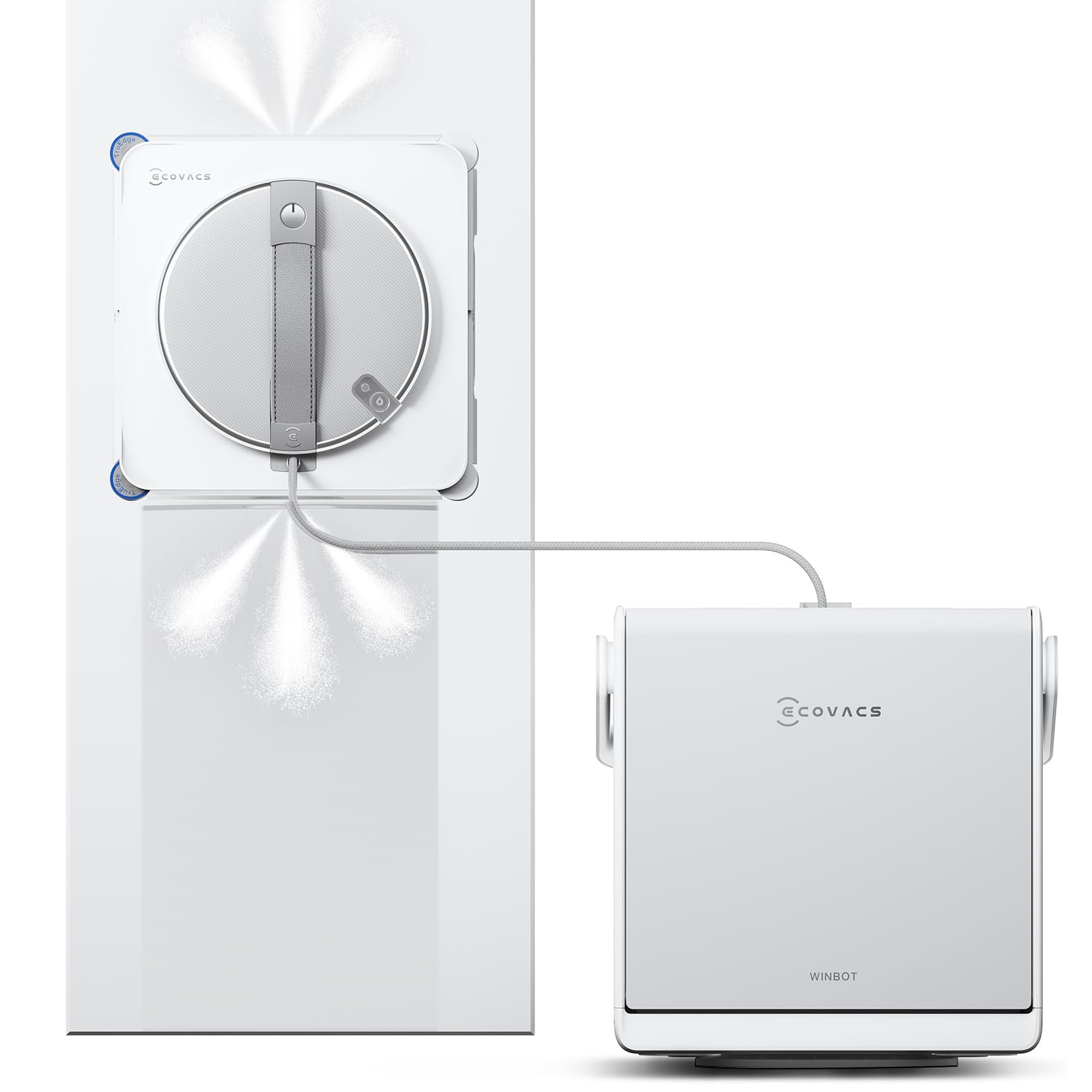 Робот для мытья окон ECOVACS Winbot W2S Omni с многофункциональной станцией, интеллектуальная очистка до краев с TruEdge, зарядка во время работы, три водных форсунки, 12-уровневая защита, фото №1