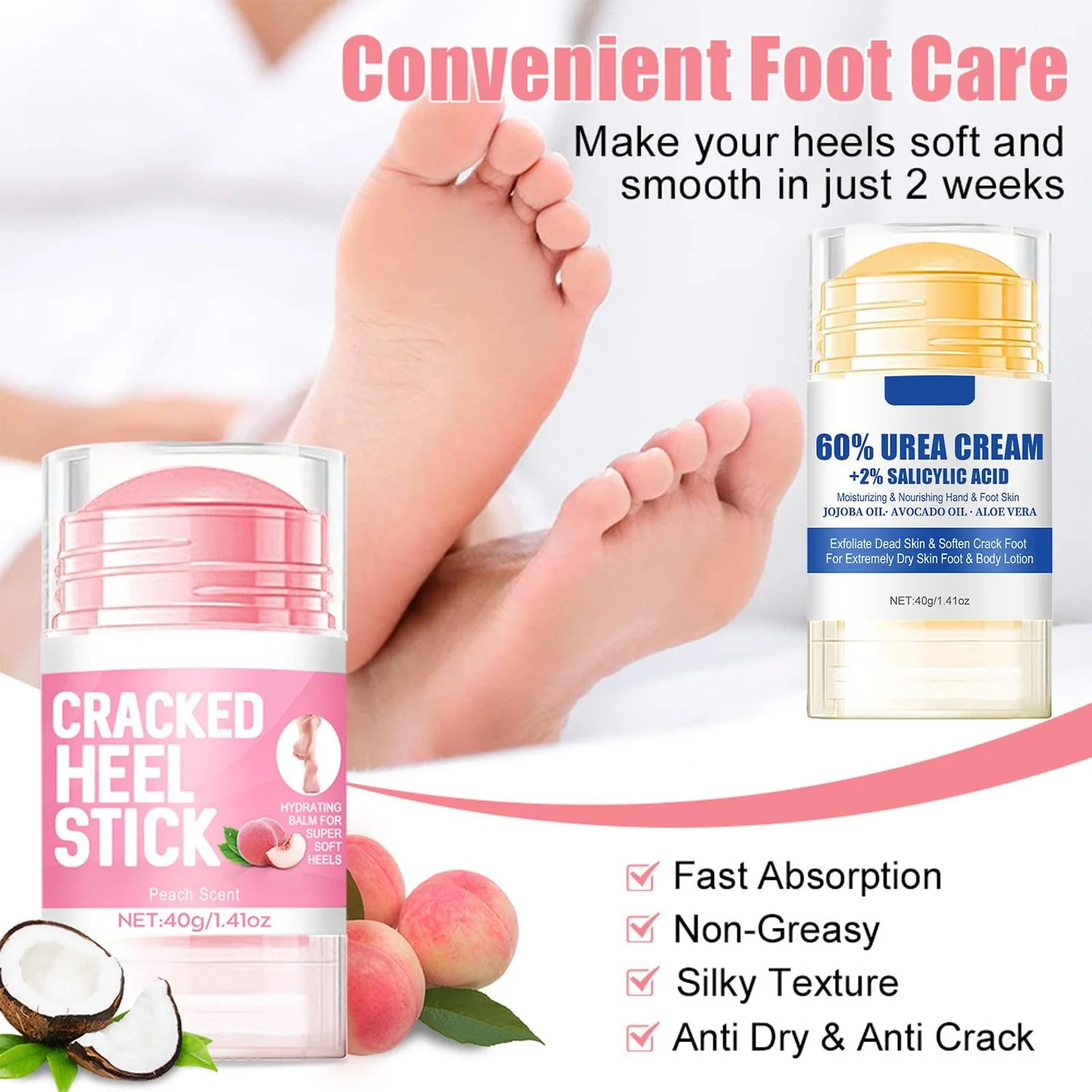 Крем для ног с мочевиной 60% и салициловой кислотой 2% 2 шт. Персик, фото №8