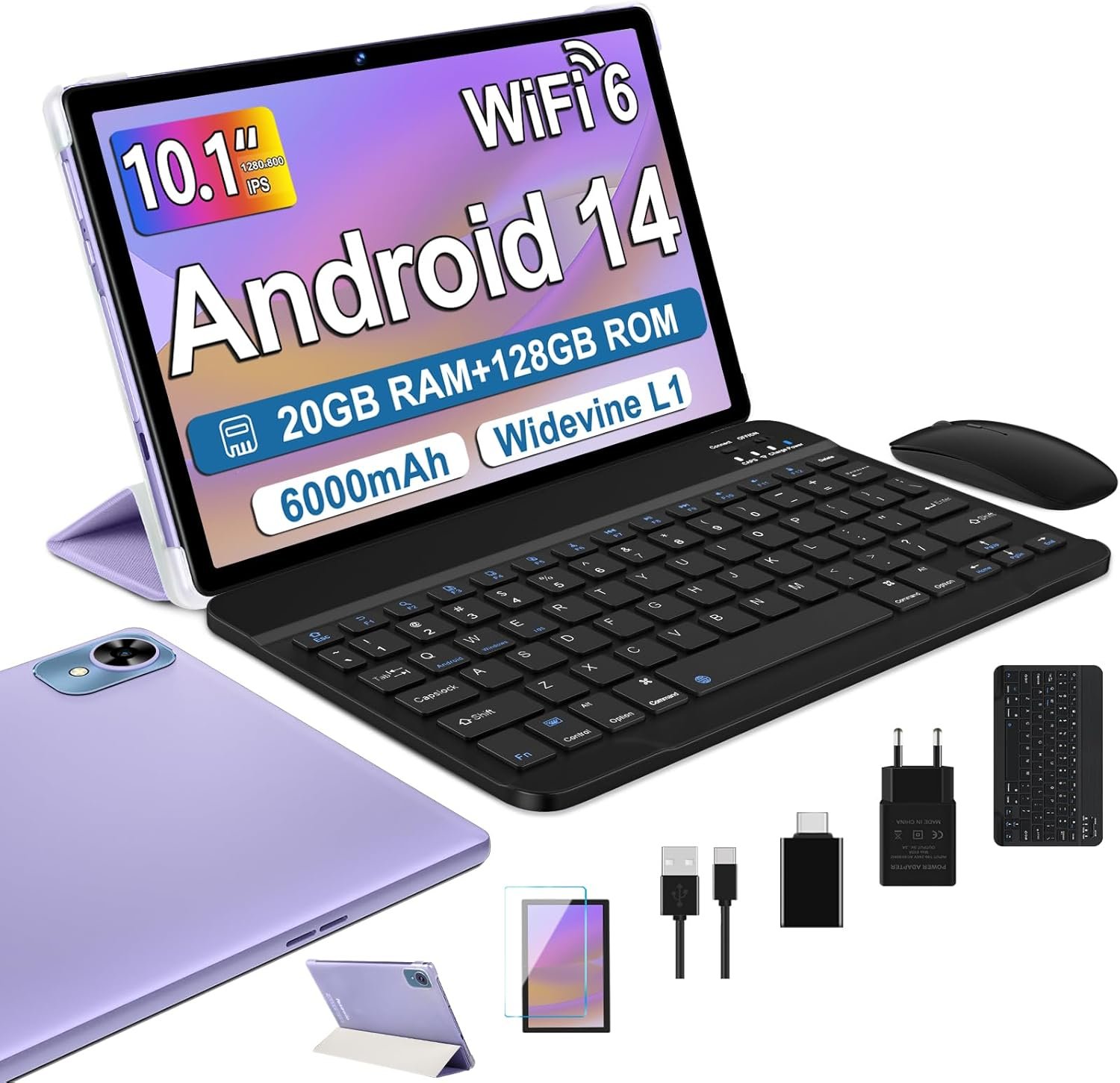 Планшет 10.1" Fezawio F11 6+14/128Gb 8 ядер Android 14 6000 mAh Purple, фото №1