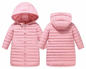 Пуховик дитячий Happy Cherry Довгий Куртка для дівчаток і хлопчиків Зима Капюшон стьобаний - Фото 1