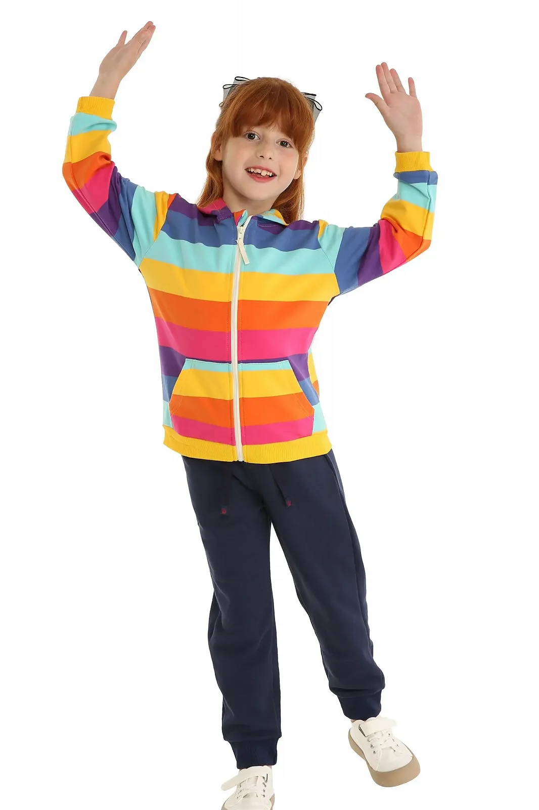 Куртка Mud Kingdom для мальчика с молнией и капюшоном, радужный лоскутный узор, фото №3