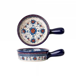 Форма для запекания керамическая 600 ml с ручкой винтажная - Фото 1