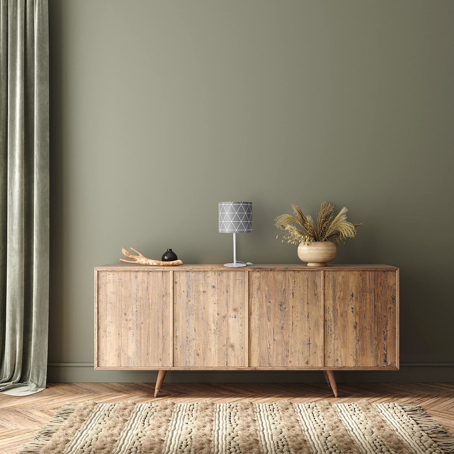 Настільна лампа Paco Home Fabric Lampshade Ретро Кругла E14 У горошок, фото №2