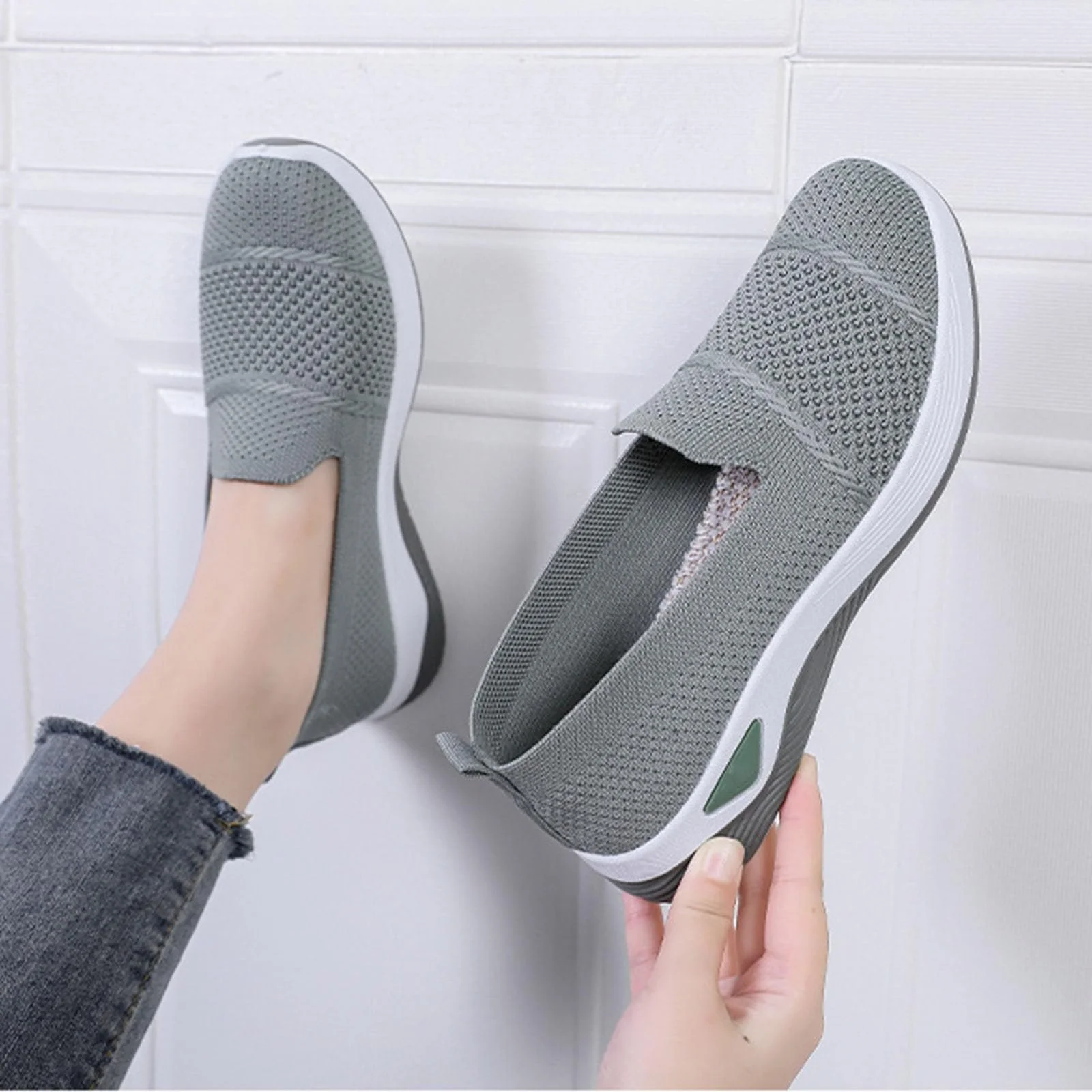 Кроссовки Gyaimxfu ортопедические женские без шнуровки, для ходьбы, на платформе, легкие, удобные, с усиленной амортизацией, фото №4 Кроссовки Gyaimxfu ортопедические женские без шнуровки, для ходьбы, на платформе, легкие, удобные, с усиленной амортизацией, фото №4