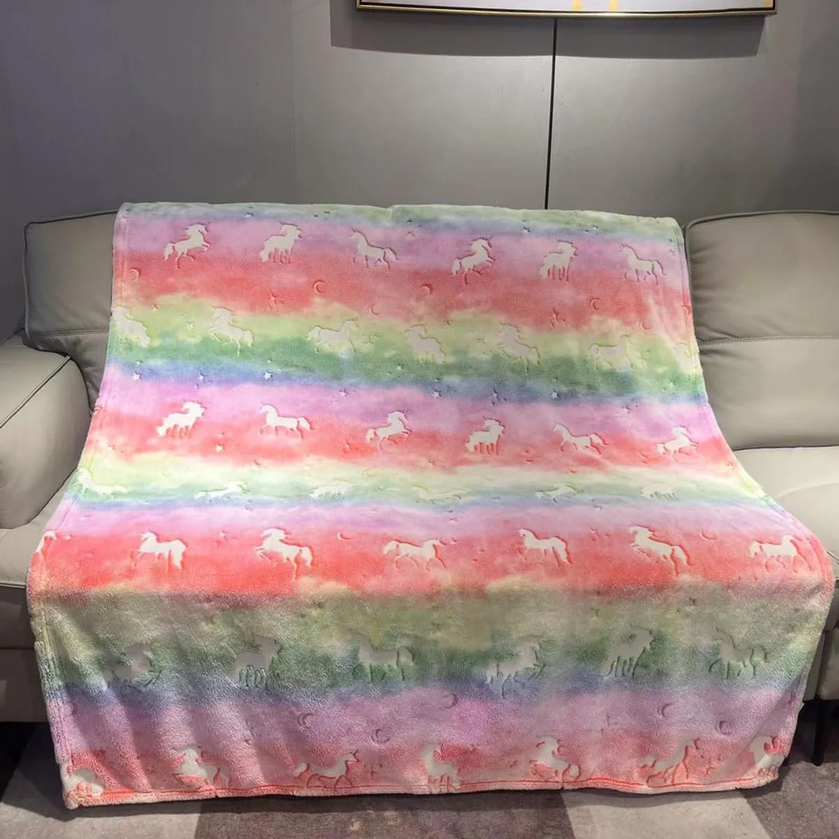 Ковдра Дитяча Unicorn Situhaonan Світиться в Темряві Плюшева Флісова Декоративна, фото №9