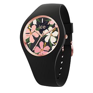 Женские часы Ice-Watch ICE Flower China Rose Черные с силиконовым ремешком 020510 (Small), черный, ремешок. - Фото 1