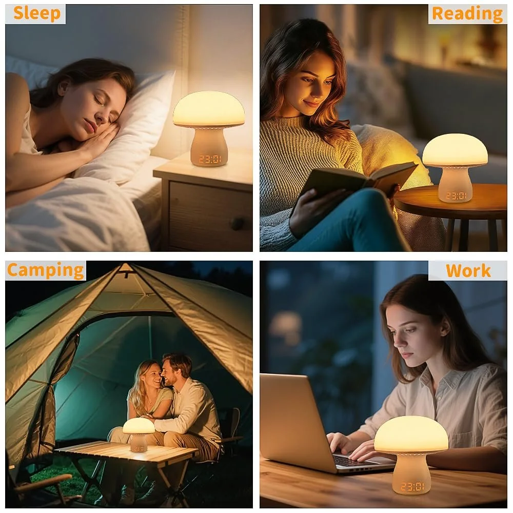 Настільна лампа LED Бездротова з годинником та таймером димована, фото №6