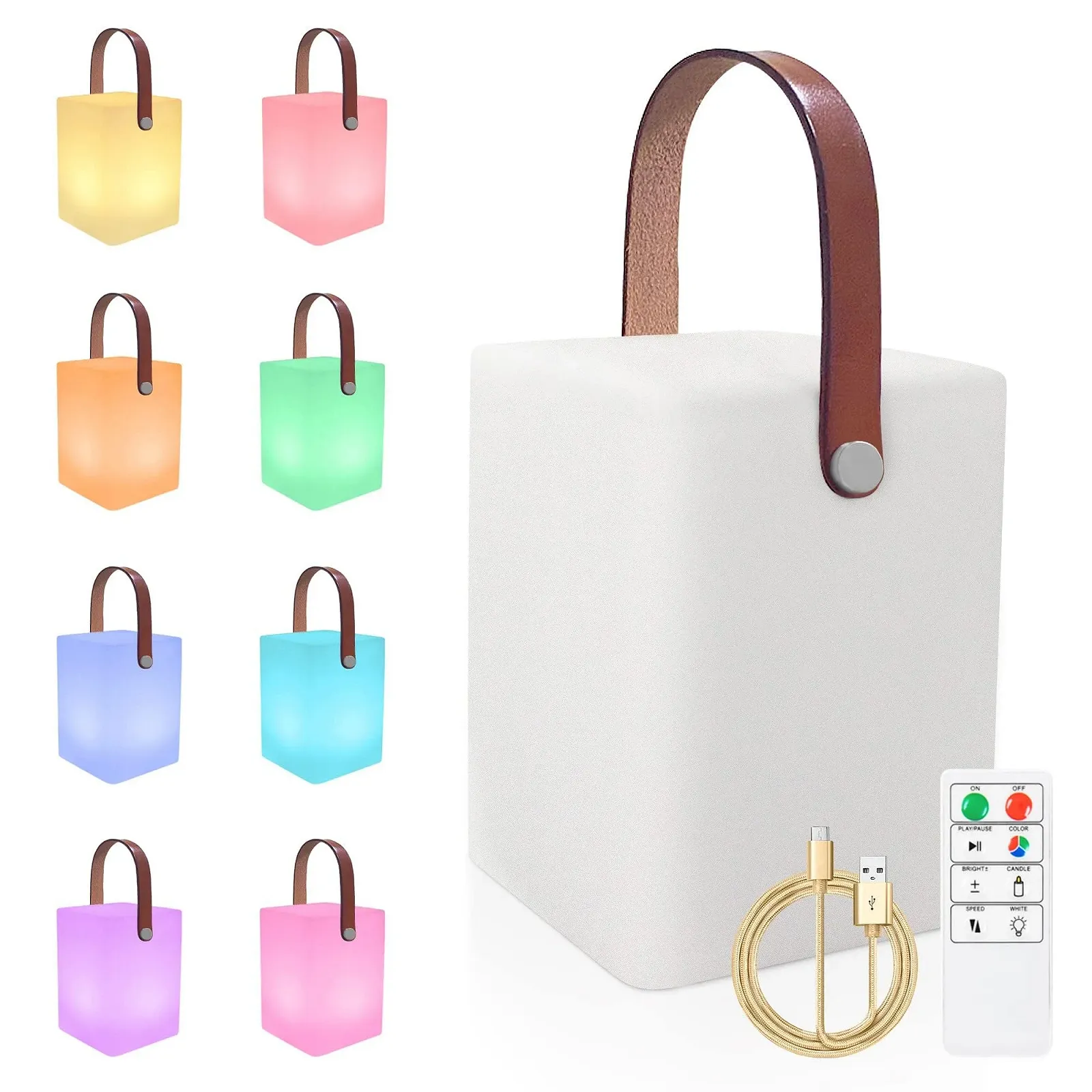 Настольная лампа уличная с пультом дистанционного управления теплая белая 8 цветов водонепроницаемая квадратная, фото №2