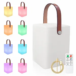 Настольная лампа уличная с пультом дистанционного управления теплая белая 8 цветов водонепроницаемая квадратная synthetic.ua - Фото 1