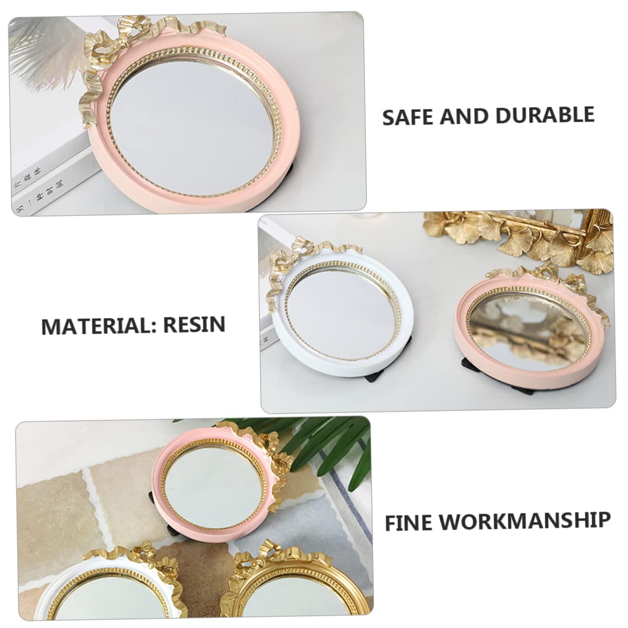 Дзеркало Angoily Європейський стиль Ретро Ручне дзеркало Рожевий, фото №2