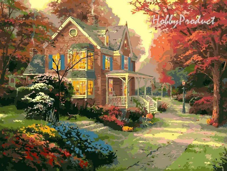 VP154 Розфарбування за номерами Осінь кольори худ Кінкейд Томас, фото №1