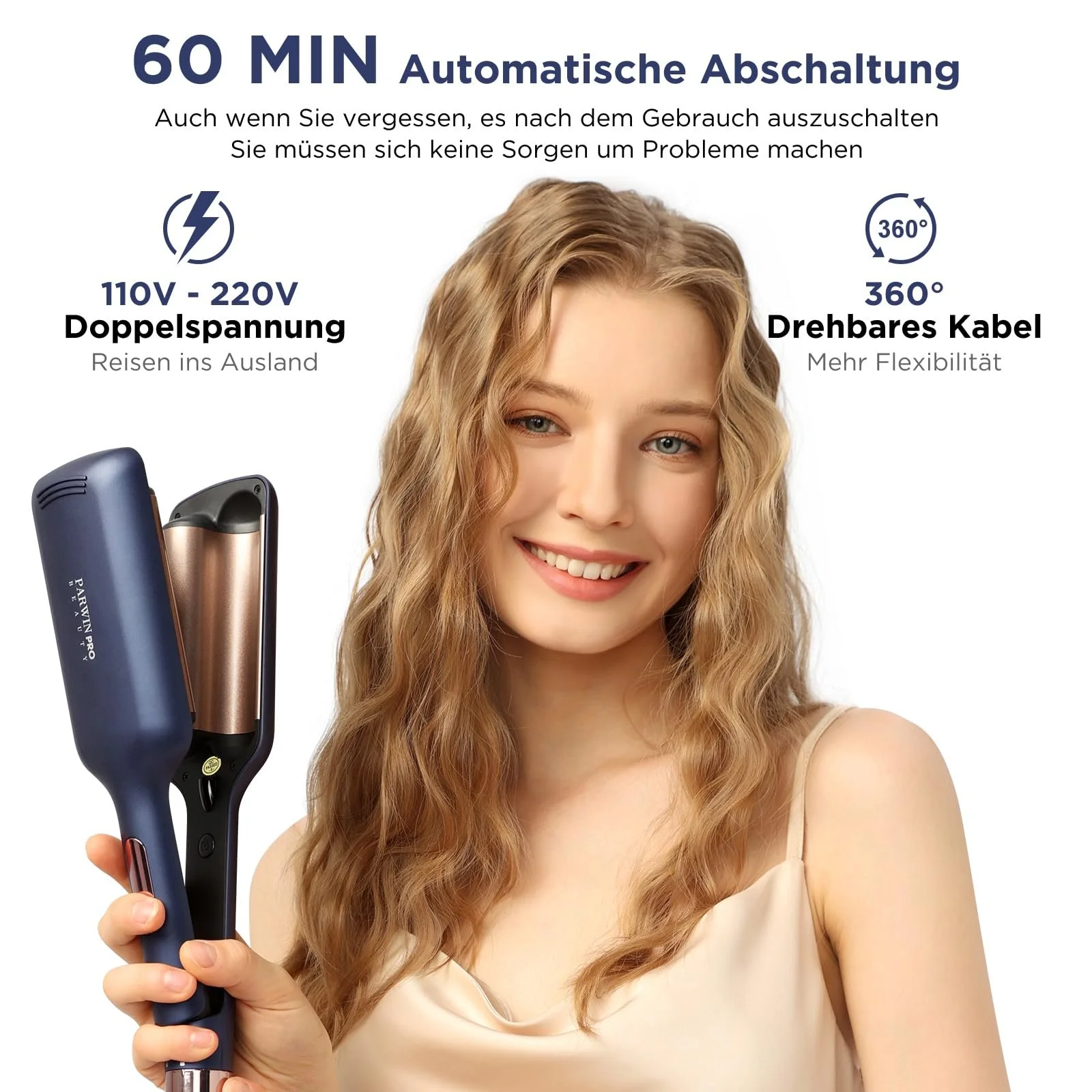 Тройная плойка для волос PARWIN PRO BEAUTY 32 мм 2 цилиндра 4 температурных режима Прусский синий, фото №7 Тройная плойка для волос PARWIN PRO BEAUTY 32 мм 2 цилиндра 4 температурных режима Прусский синий, фото №7