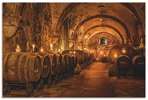 Картина настінна ARTland Алюмінієва композитна панель Вино Архітектура Винний погріб U2JD 120 x 80 см - Фото 1