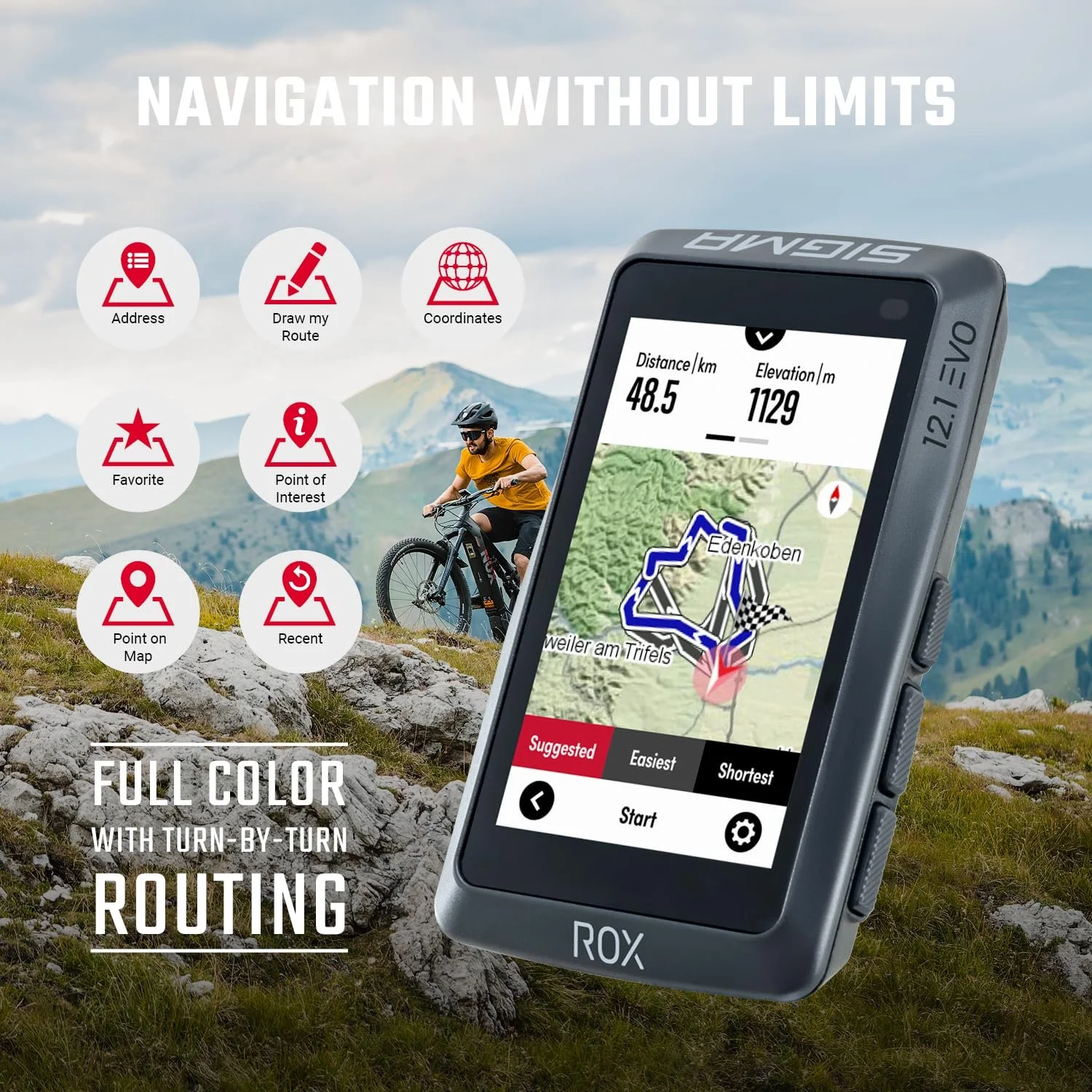 Велокомпьютер SIGMA Sport ROX 12.1 EVO GPS 3" GLONASS Bluetooth Basic Set, фото №3