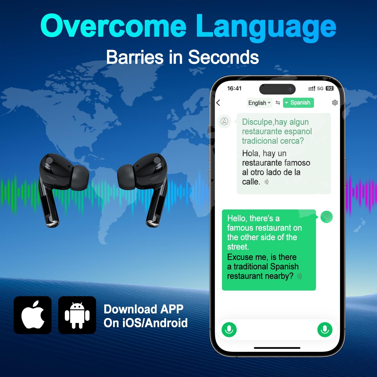 Навушники-перекладачі Bluetooth AI Intelligent A9, 138 мов, з шумозаглушенням, фото №7