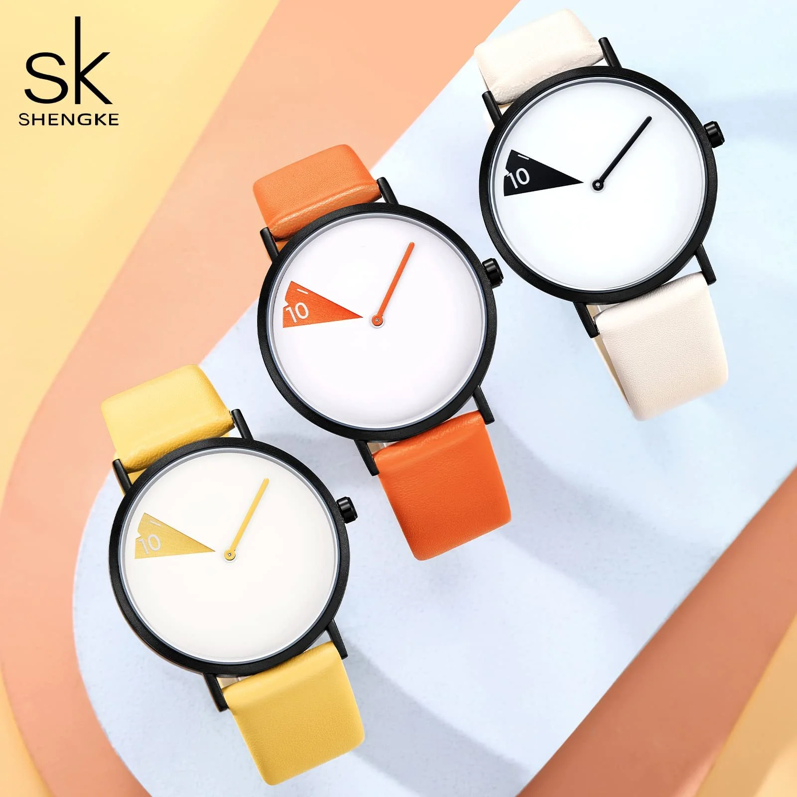 SHENGKE Женские Минималистичные Часы, Ультратонкий Кожаный Ремешок, Модные, Креативные, Водонепроницаемые, фото №7 SHENGKE Женские Минималистичные Часы, Ультратонкий Кожаный Ремешок, Модные, Креативные, Водонепроницаемые, фото №7