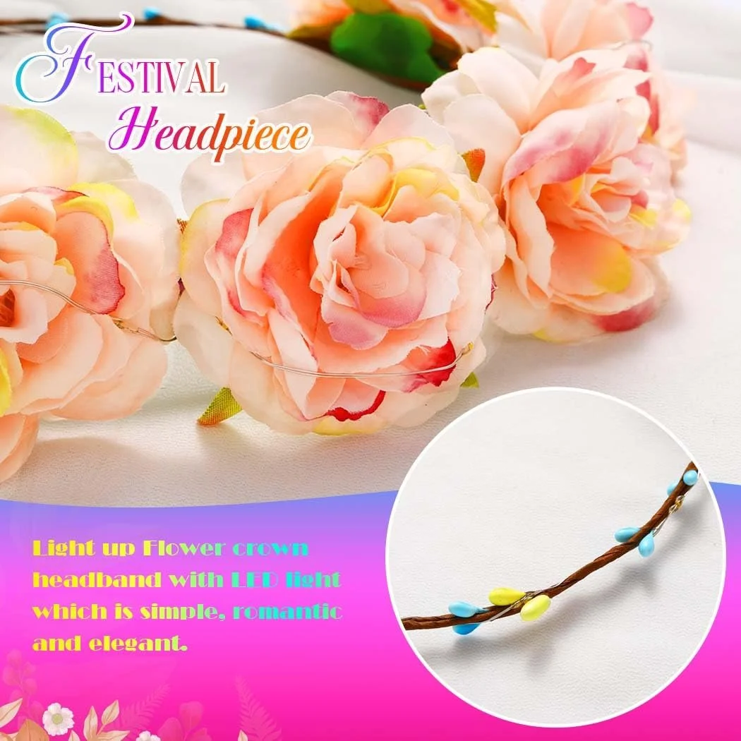 Вінок для волосся Квітка LED Світловий, фото №3