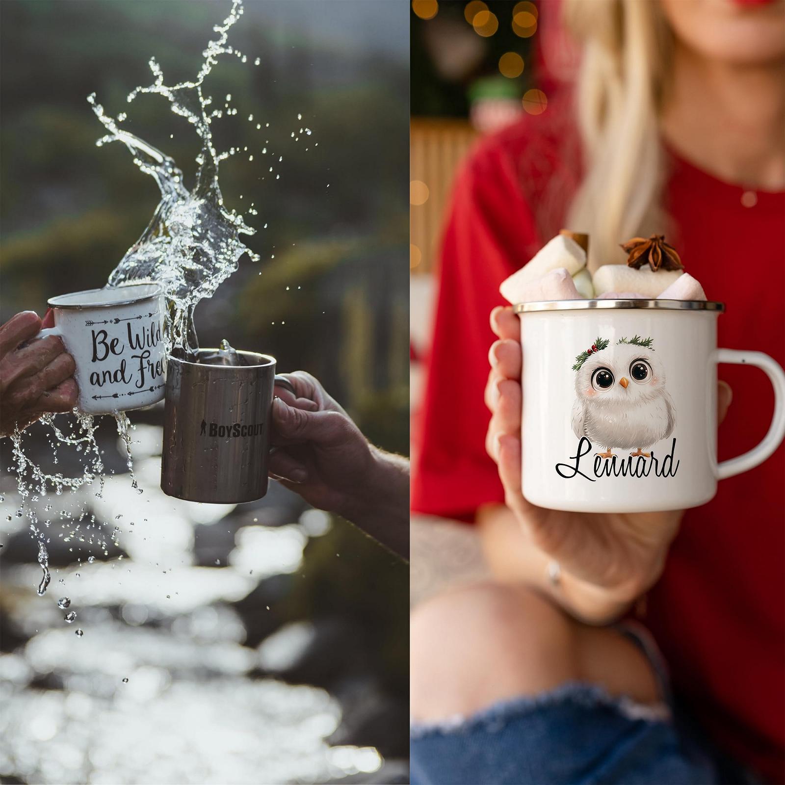 Емальована дитяча кружка з іменем GRAZDesign Сова, дитяча небиткий кухоль 300 мл, фото №6