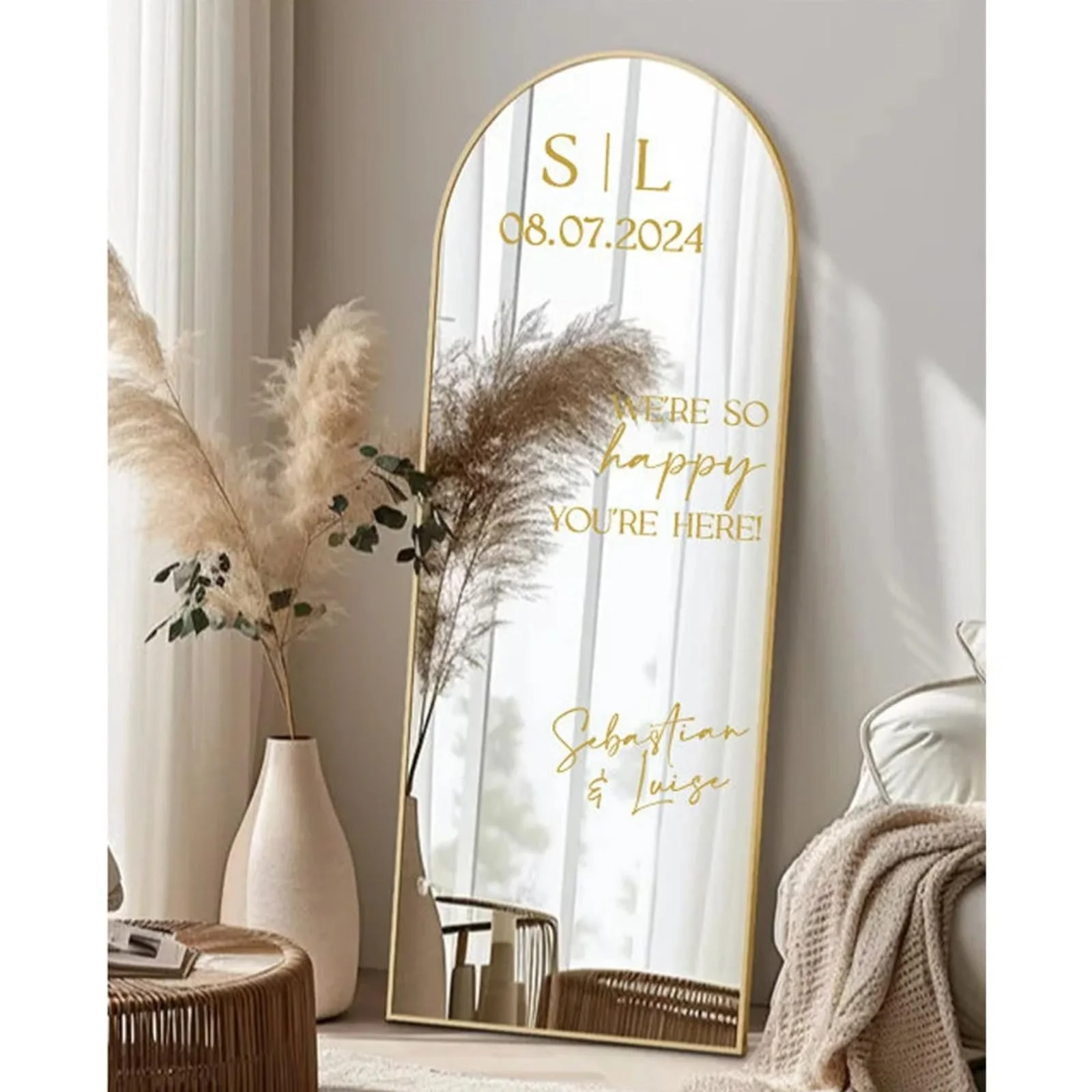 Наклейка на дзеркало Welcome To The Wedding Vinyl Mirror Stickers Персоналізована Чорний 42 см, фото №2