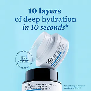 Крем для обличчя belif Aqua Bomb - Щоденний зволожуючий крем з ніацинамідом, гіалуроновою кислотою та скваланом, Легкий крем для обличчя з охолоджуючим ефектом, Антивіковий, Корейський догляд за шкірою, K-Beauty (50 мл) synthetic.ua - Фото 1