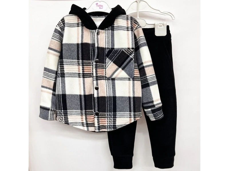 Теплий костюм клітинка фліс полар від 98 до 158 см, фото №6