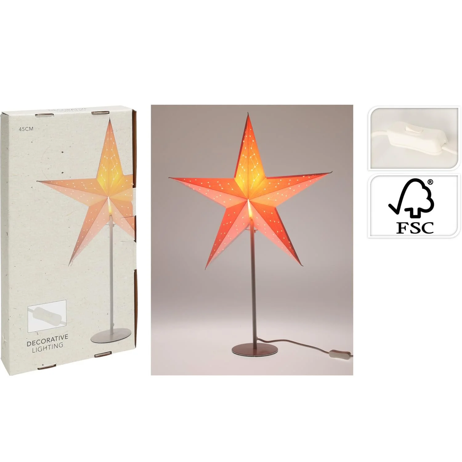 Настільна лампа Різдвяна зірка 65 см Паперова Біла, фото №2