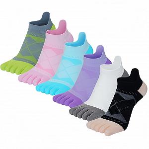 Женские носки с пальцами Спортивные носки для кроссовок Носки с пятью пальцами Носки для бега Дышащие тренировочные носки Противомозольные носки для пеших прогулок Носки-следки - 6 пар - Фото 1