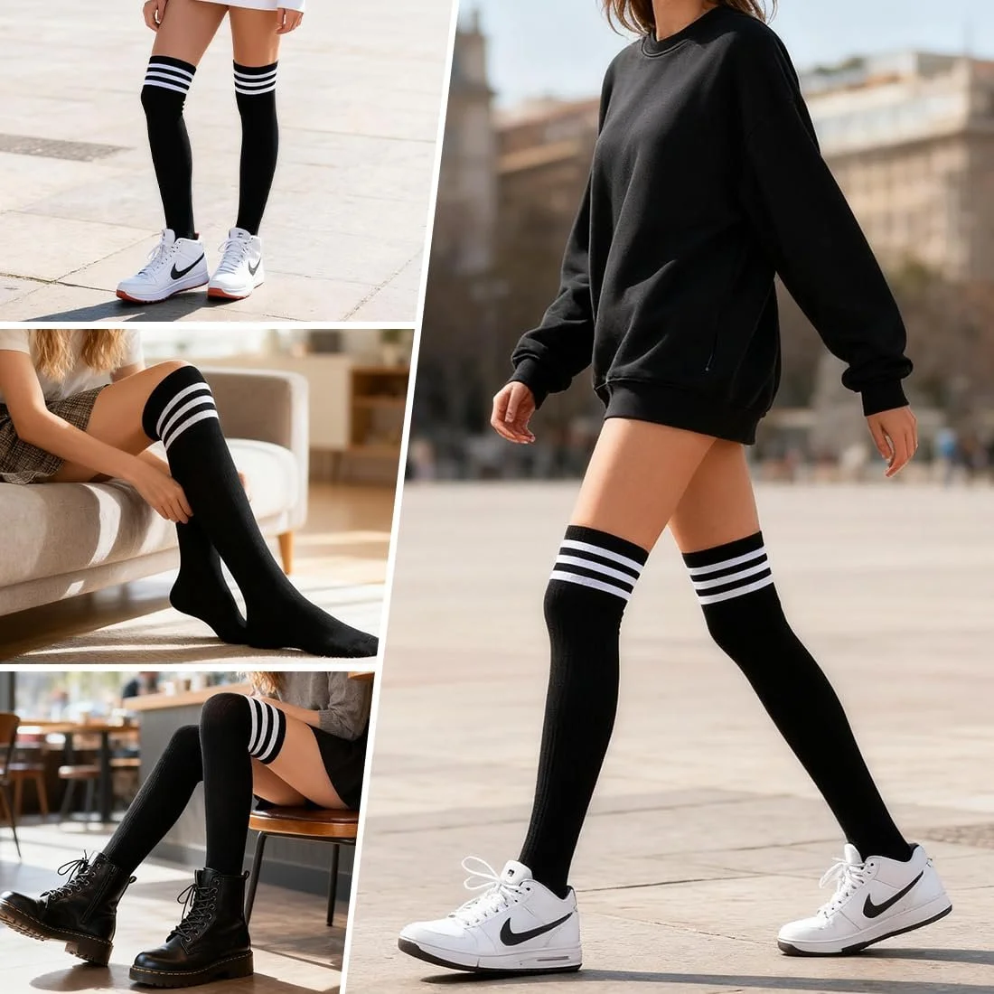 Женские очень длинные носки выше колена, гетры в полоску, повседневные высокие носки, фото №5 Женские очень длинные носки выше колена, гетры в полоску, повседневные высокие носки, фото №5