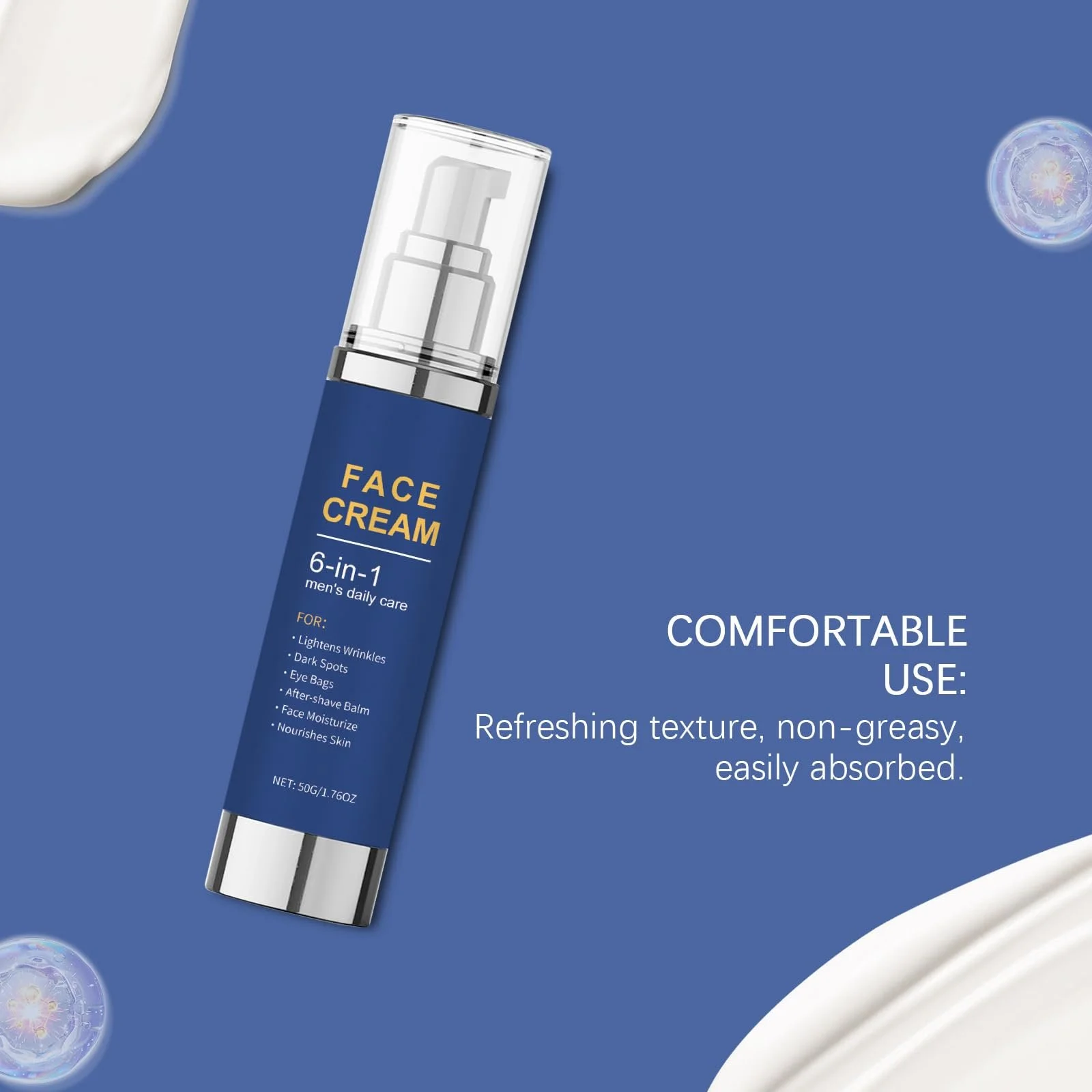 Зволожувальний крем для обличчя для чоловіків 6-in-1 Anti-Aging Wrinkle Cream Aftershave Lotion Organic Firming 3 шт, фото №5