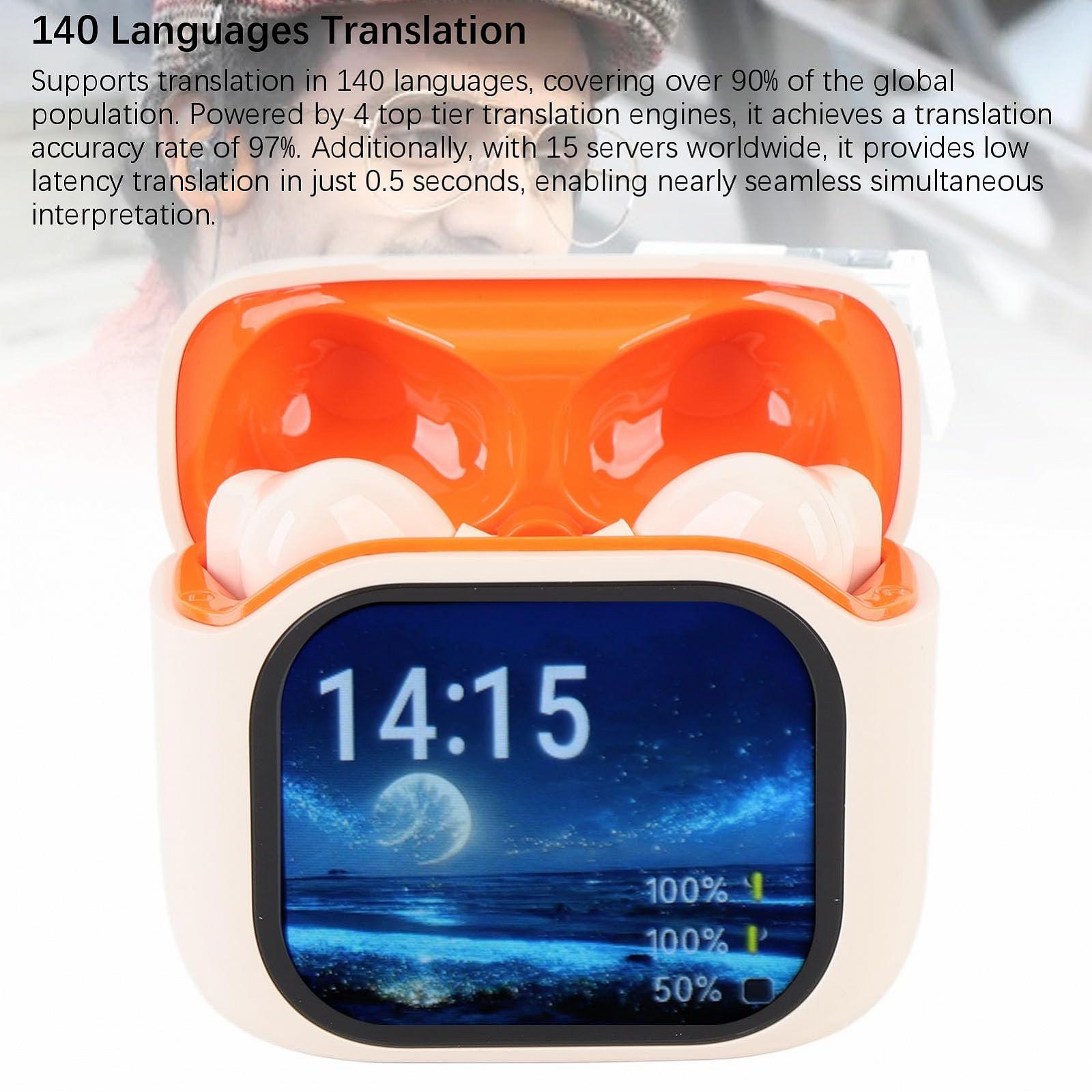 Наушники-переводчики, шумоподавления ANC, перевод на 140 языках с цветным сенсорным экраном на зарядном кейсе, фото №4