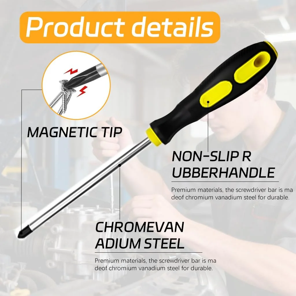 Набір магнітних викруток 12 шт. Cr-V 6 Slotted & 6 Phillips, фото №6
