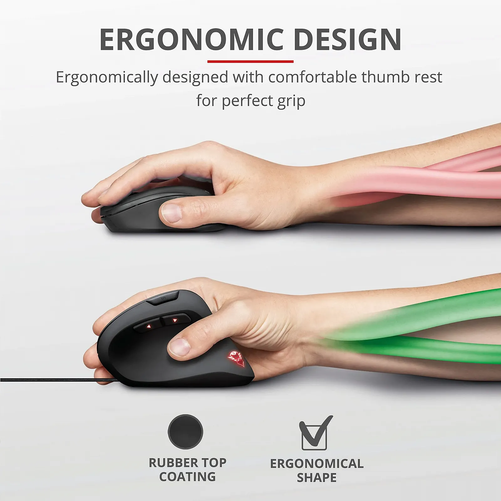 Мышь игровая Trust Gaming GXT 144 Rexx вертикальная эргономичная, 250-10000 DPI, 6 кнопок, черная, фото №4