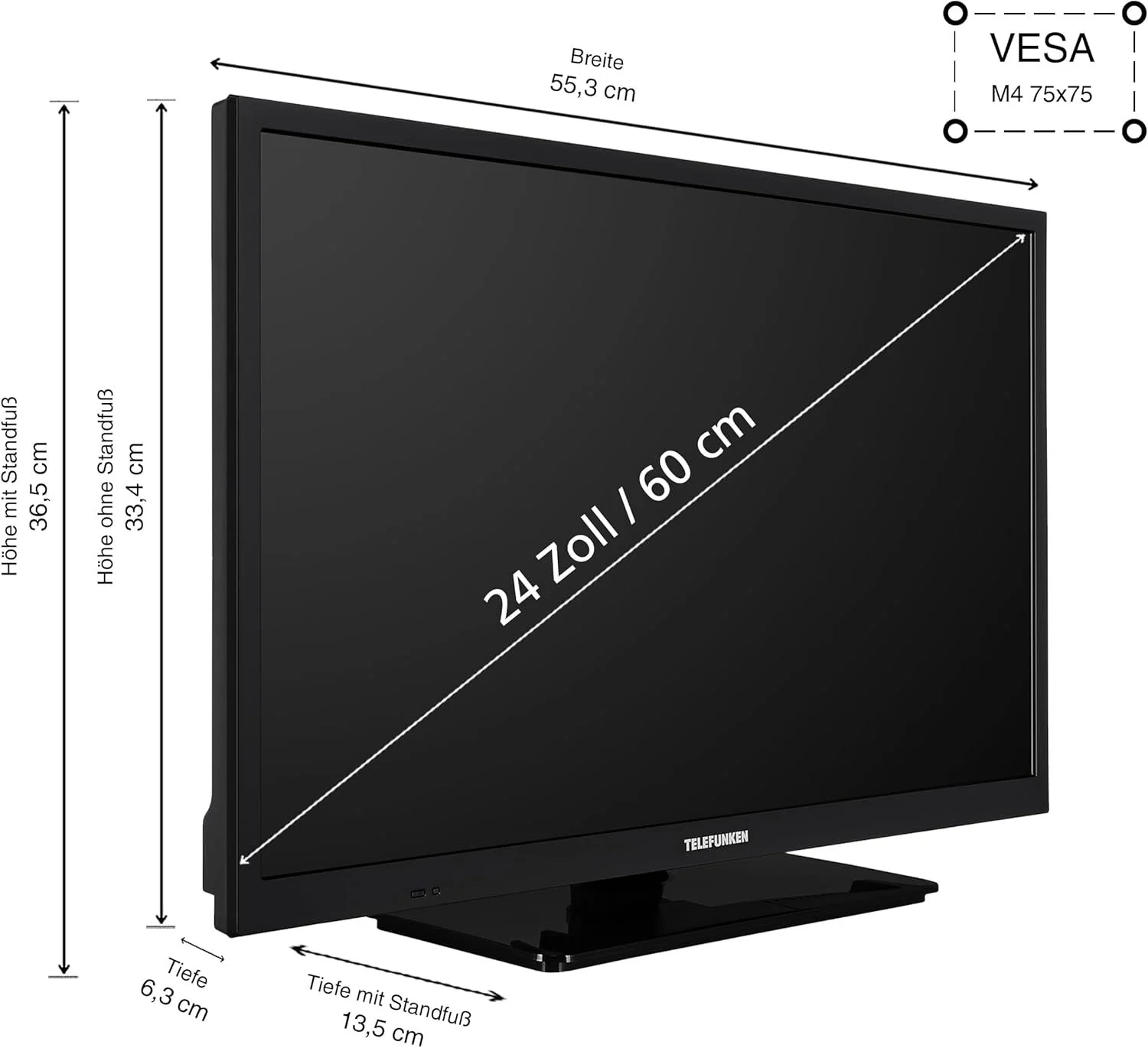 Телевизор 24" Telefunken XH24O550M / HD / 50 Гц / LED / T2, фото №2 Телевизор 24" Telefunken XH24O550M / HD / 50 Гц / LED / T2, фото №2