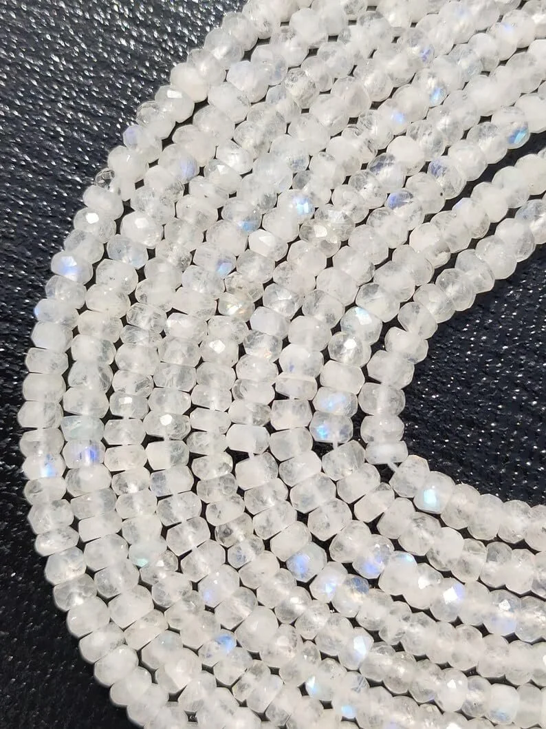 Лунный Камень Радужный Бусины-рондель граненые 4.5-5 мм, нить длиной 33 см, бусины из драгоценных камней для изготовления ювелирных изделий для ожерелья, браслета, фото №4