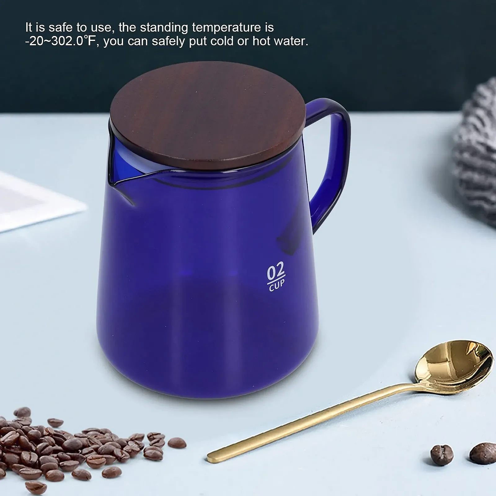 Сервер для кофе Стеклянный 500 мл Прозрачный (Синий), фото №2