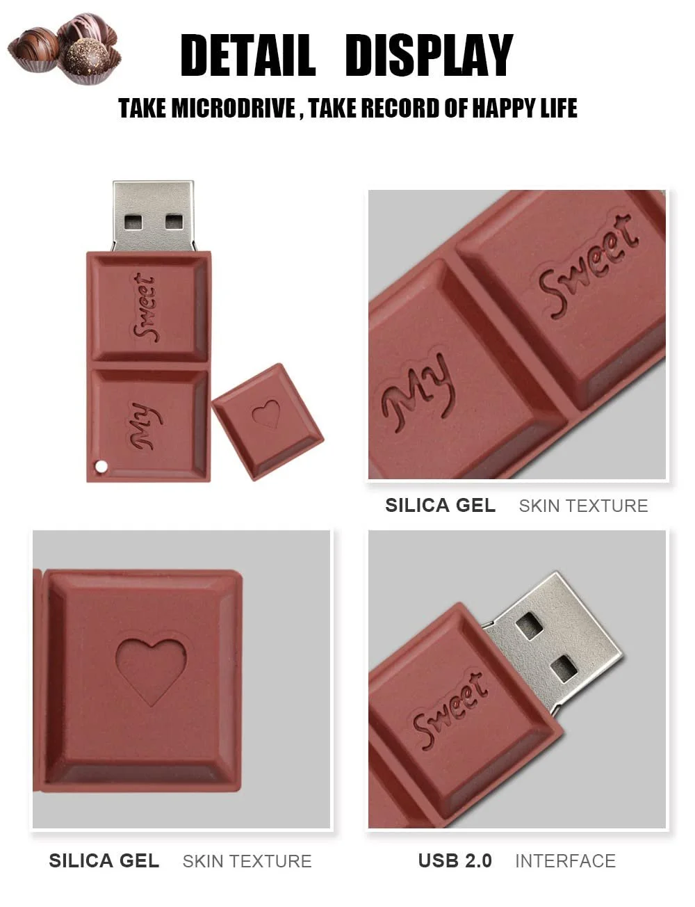 USB-флеш-накопичувач BorlterClamp 64 GB USB 2.0 Chocolate, фото №3 USB-флеш-накопичувач BorlterClamp 64 GB USB 2.0 Chocolate, фото №3