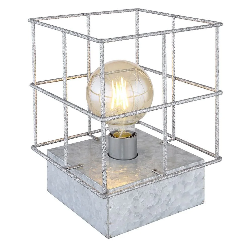 Настольная лампа GLOBO Industrial Metal Grid Shade E27 20x20x26.5 см Цинк, фото №9