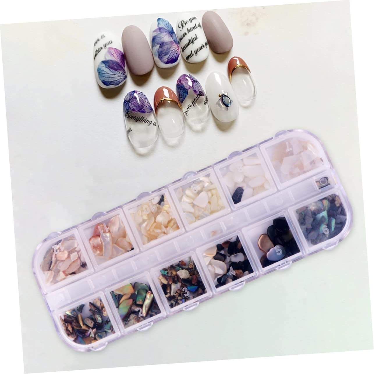 Блестки для ногтей Healeved Ракушка 6 коробок Ракушки блестки подушечки для ушей хлопок для очков блестки для ногтей драгоценные камни блестки наклейка дозатор мыла пена, фото №5