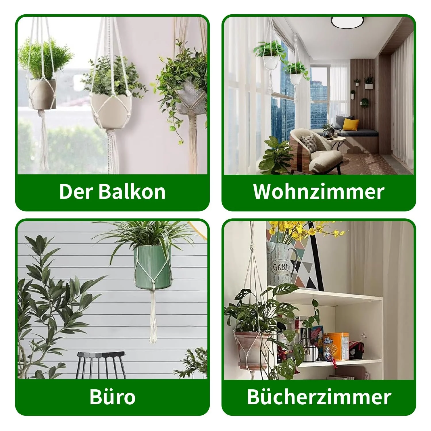 Подвесная корзина макраме 80/90/100 см 6 шт. Белый, фото №6