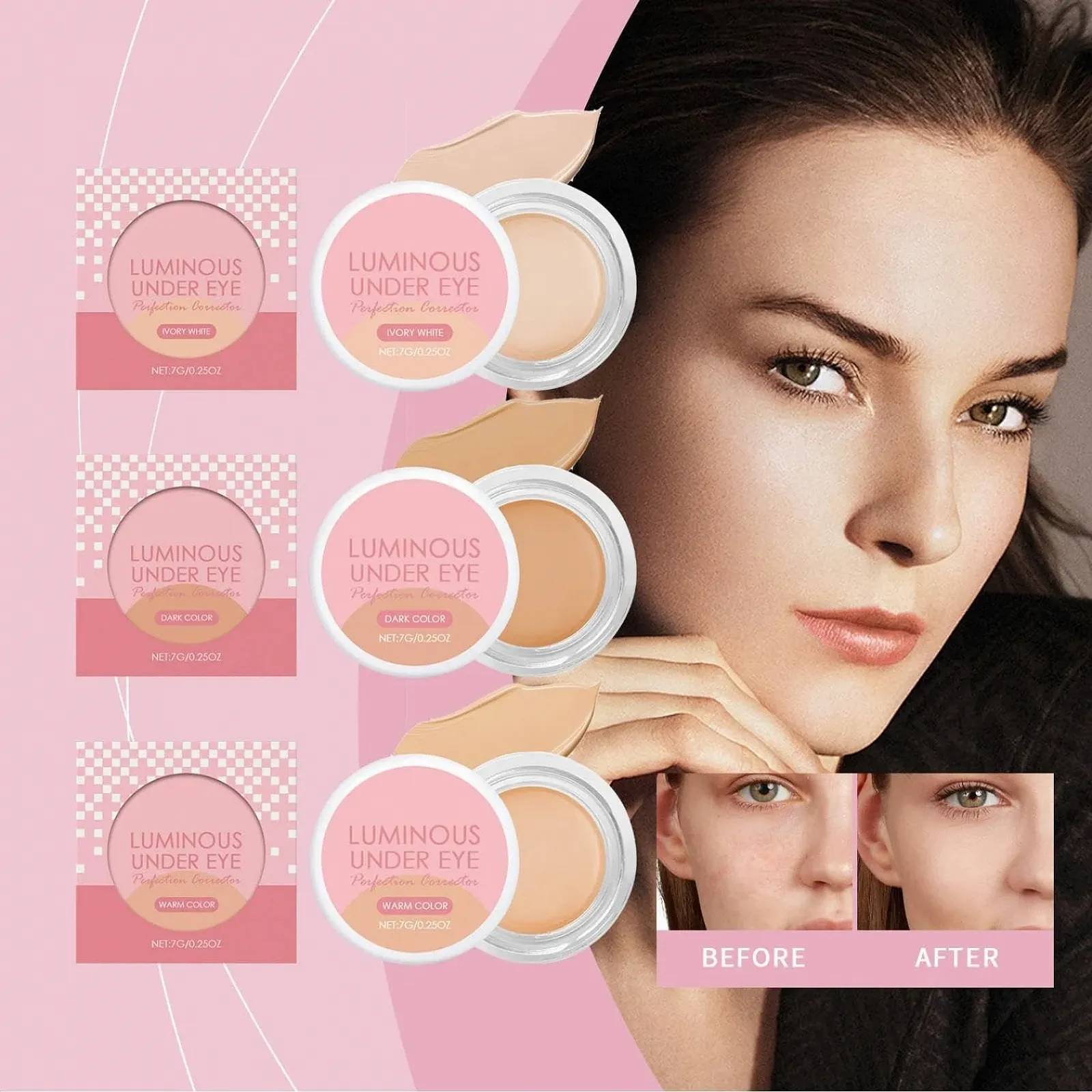 Консилер Luminous Superluminous Undereye Genius Brightening Color-Correcting Eye Brightener Medium Coverage увлажняющий (Набор, 7 г), фото №6