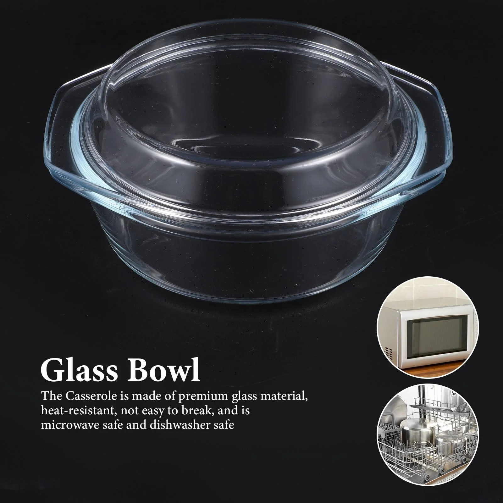 Форма для запекания BESPORTBLE Стеклянная с крышкой 0,65 L Прозрачный, фото №8