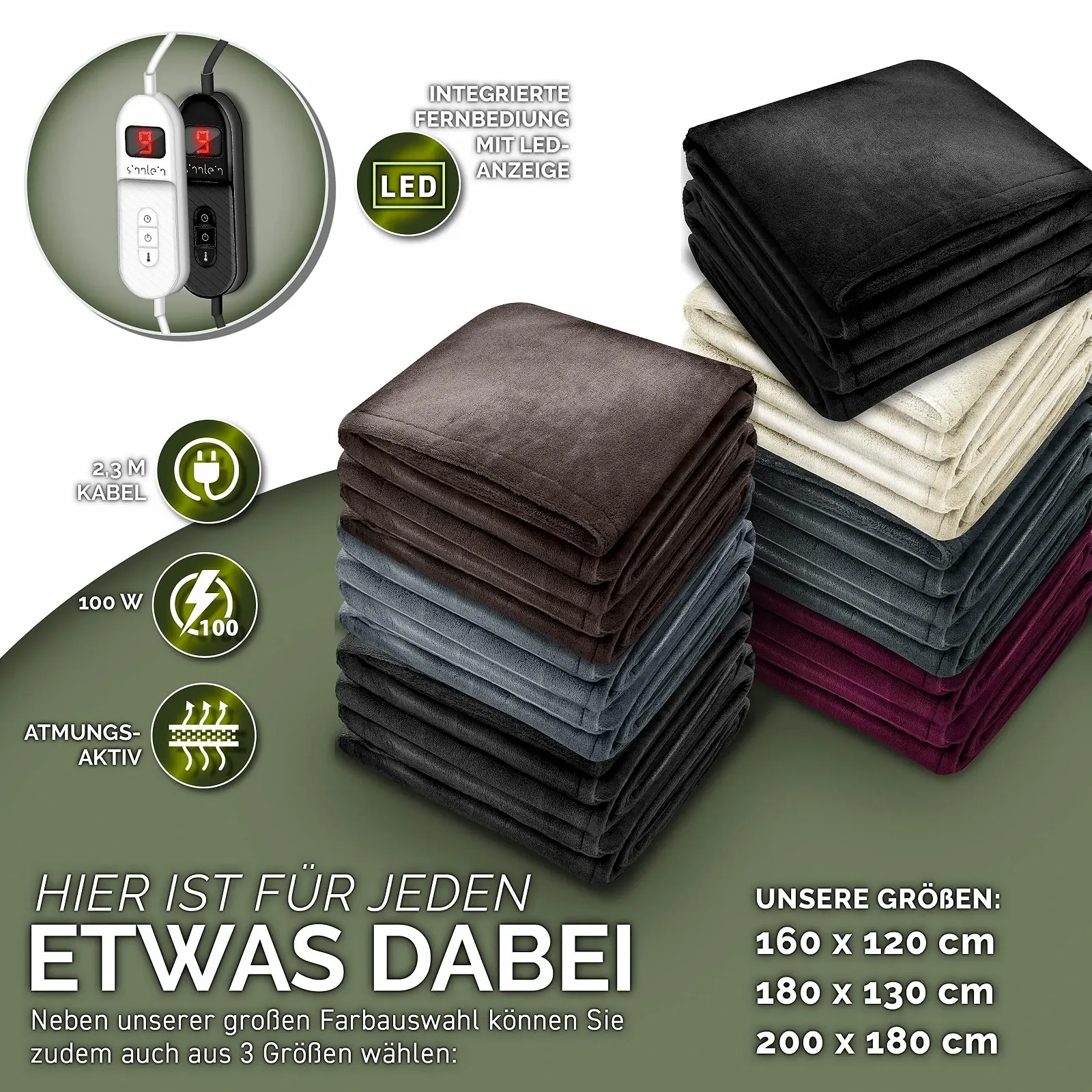 Електрична ковдра Sinnlein Plush 200 x 180 см, фото №7 Електрична ковдра Sinnlein Plush 200 x 180 см, фото №7