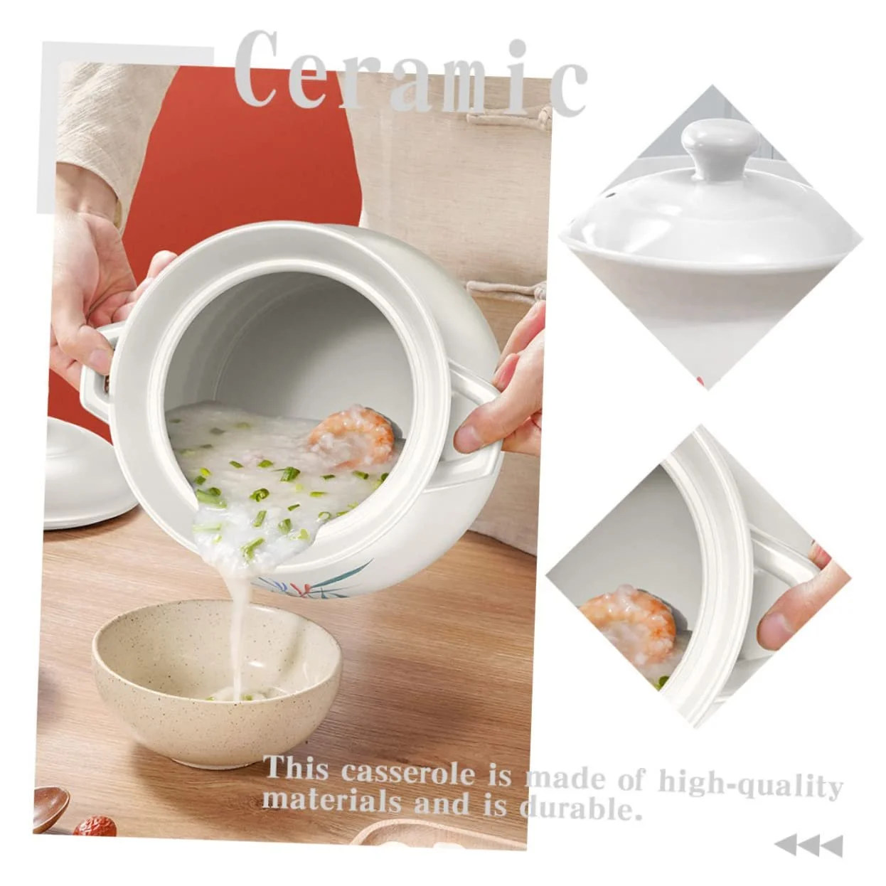 Кастрюля VALICLUD 2 л керамическая термостойкая с крышкой, фото №7