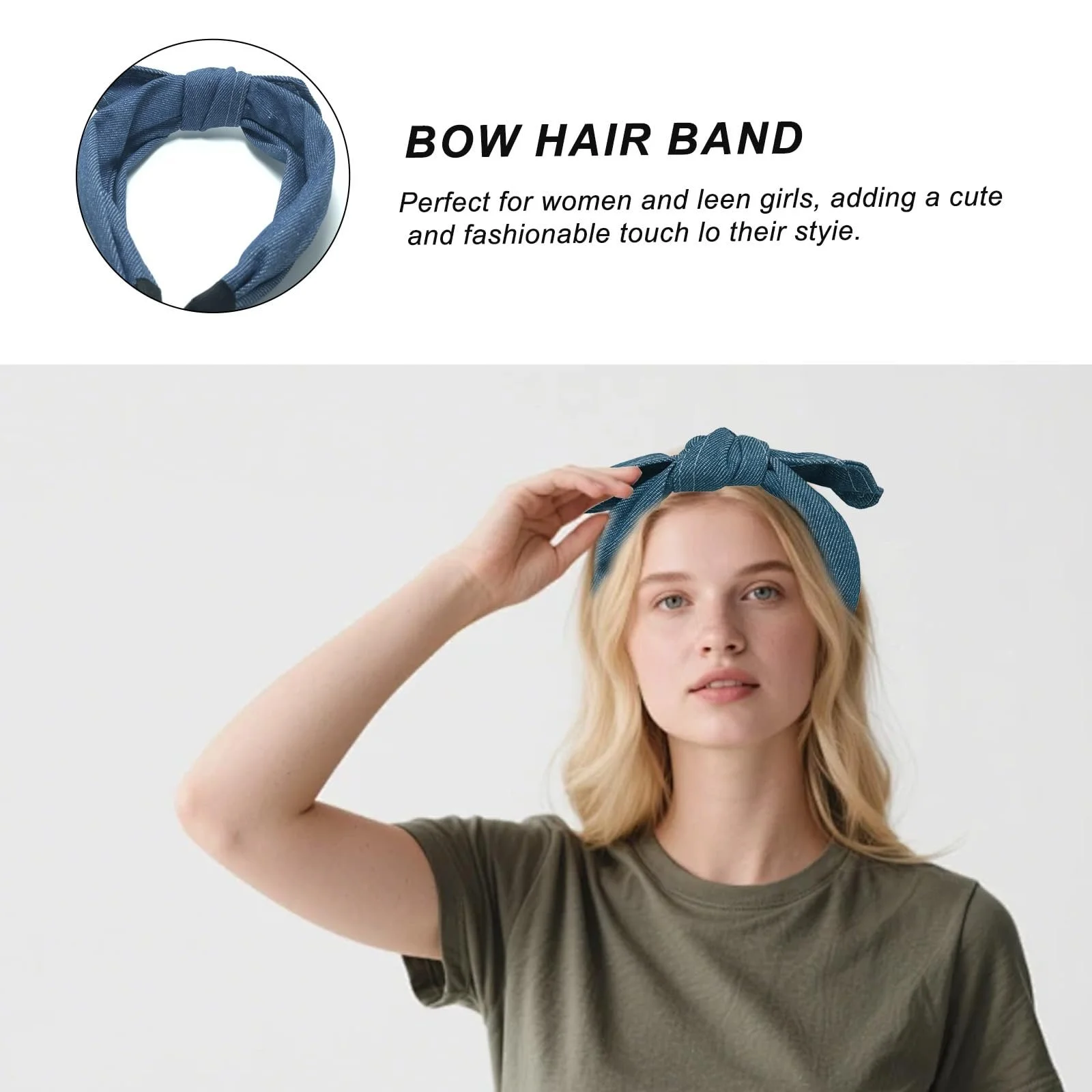 Обруч на голову Денім VASANA Синя, фото №8 Обруч на голову Денім VASANA Синя, фото №8