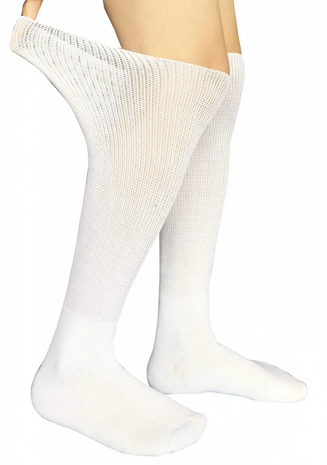 Носки выше колена для диабетиков очень широкие без резинки для лимфедемы, бариатрические, при отёках, гипсовых ног, унисекс, один размер, фото №2