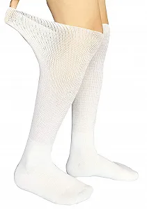 Носки выше колена для диабетиков очень широкие без резинки для лимфедемы, бариатрические, при отёках, гипсовых ног, унисекс, один размер synthetic.ua - Фото 1